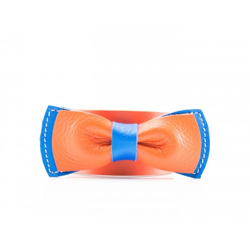 noeud papillon en cuir | orange & bleu